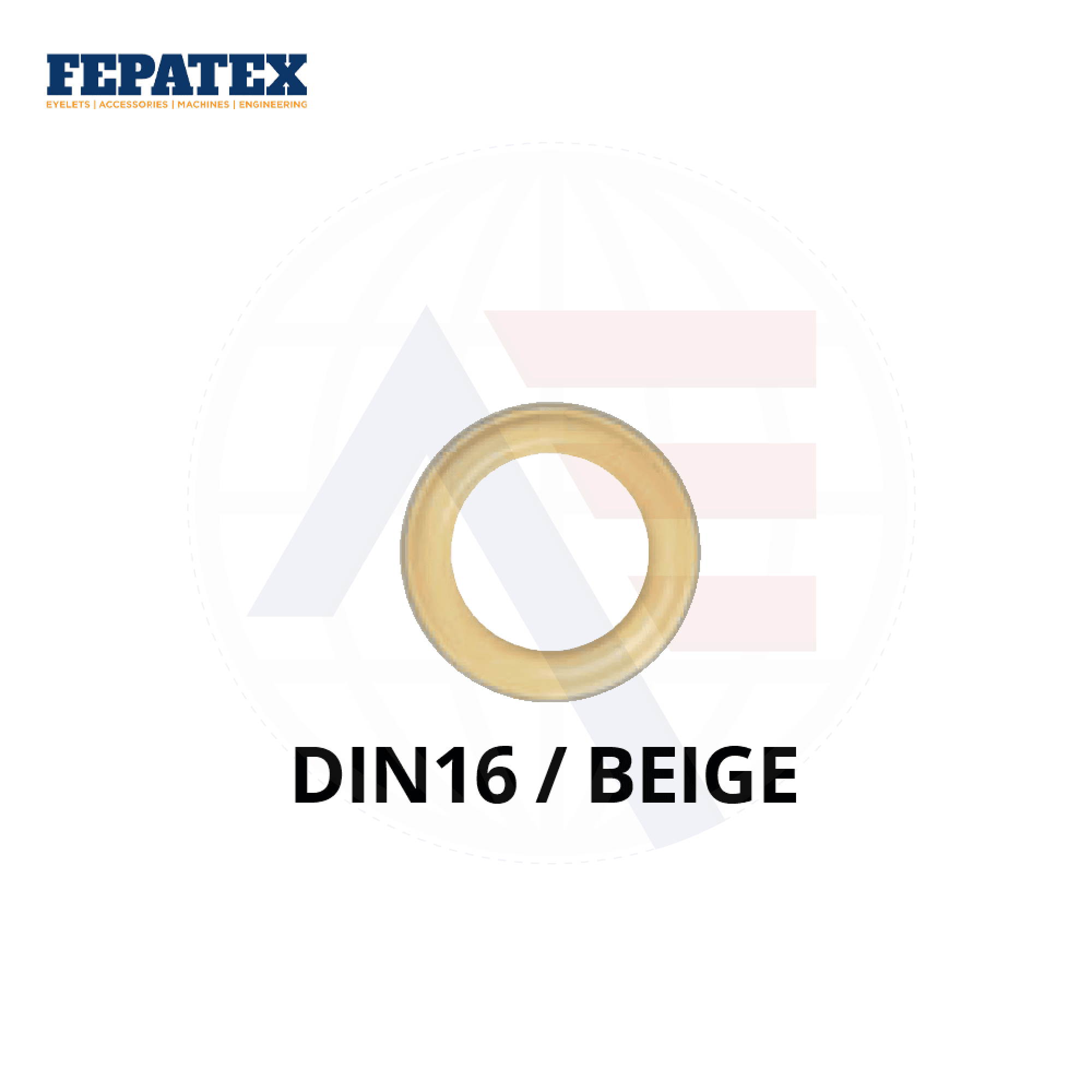 Fepatex Din 16Mm Eyelets (Pack Of 1000) Brass / Beige