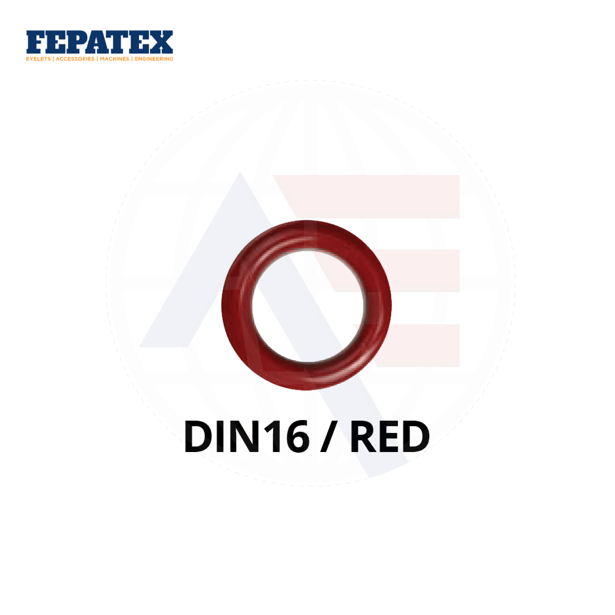 Fepatex Din 16Mm Eyelets (Pack Of 1000) Brass / Red